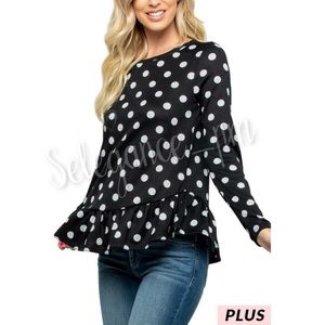 SUNDAY MORNING POLKA DOT LONG SLEEVE TOP SIZE 3X